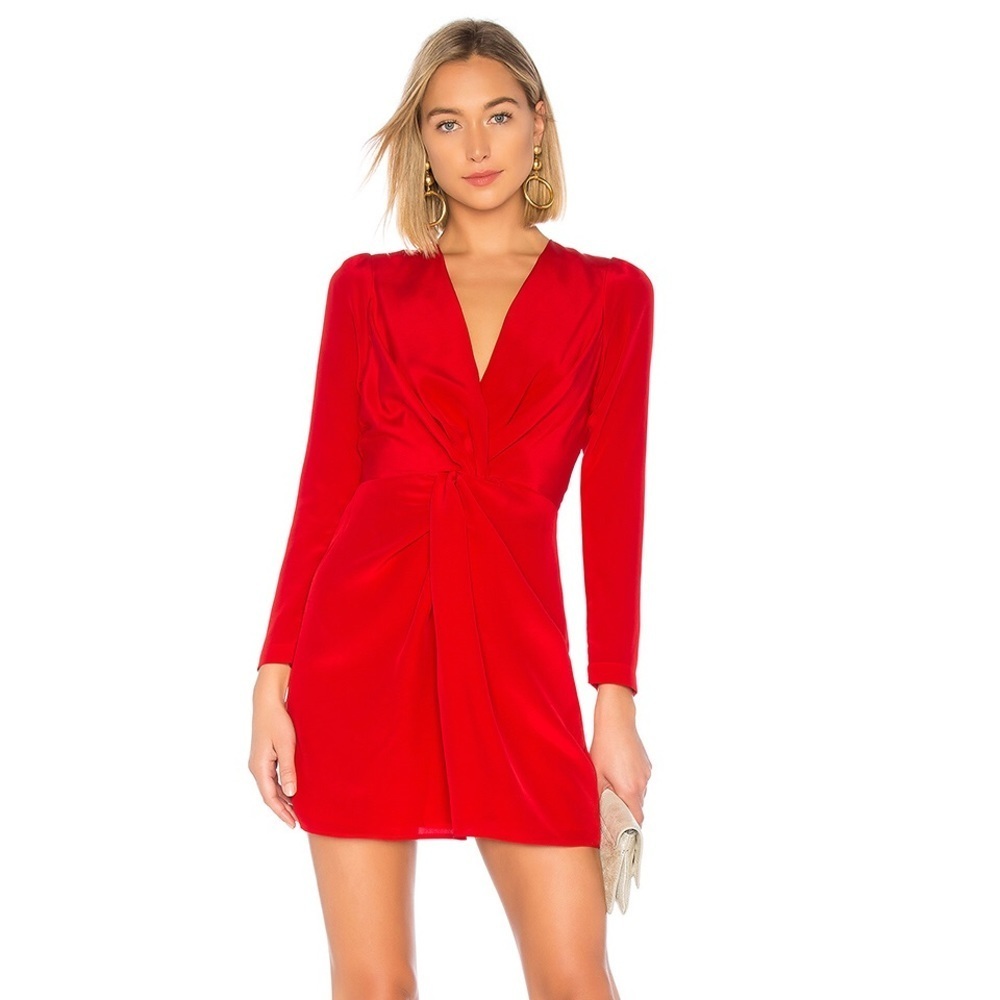 DELPHI COLLECTIVE Red Silk Twist Mini Dress S